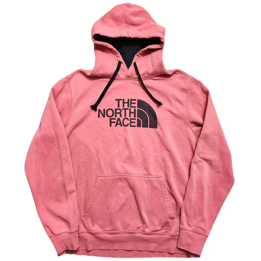 THE NORTH FACE Sweater Mens Large Red Spell Out Pullover Hoodie Hiking Outdoor